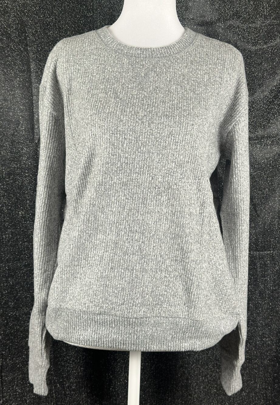 Double Zero NWT Heather Gray Waffle Knit Sweater Large Cozy Long Sleeve Pullover